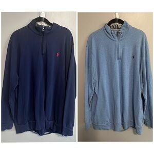Polo Ralph Lauren Mens Blue 2XL 1/4 Pullover Sweatshirt Sweater  Lot of 2
